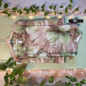 Women's Alfred Dunner Green Brown Floral Semi Sleeve Top XL